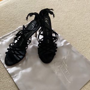 Giuseppe Zanotti Black Suede Mistico Sandal Heels